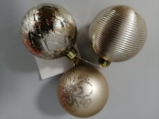 Набор елочных шаров на связке, 3 шт., d 6 см. Цвет: шампань. (AR/114L601A/PE)